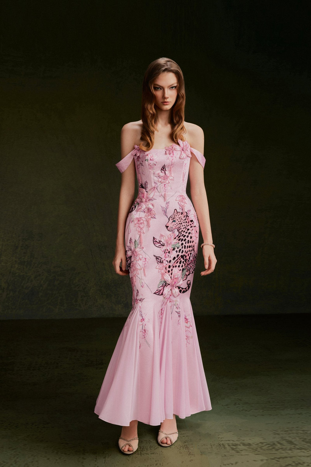 Vontier de Montier Panthère Bejeweled Gown Cool Pink