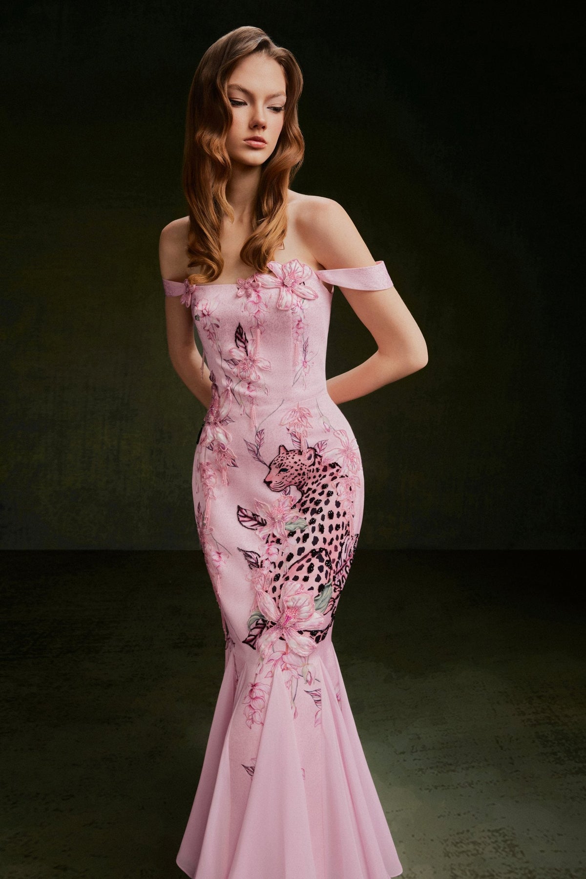 Vontier de Montier Panthère Bejeweled Gown Cool Pink