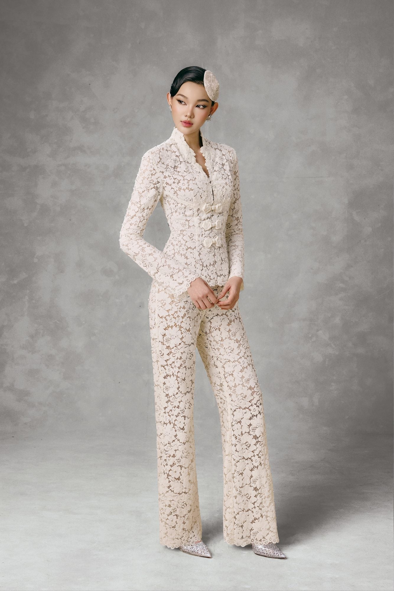 Pearly Lace Top & Pants Set
