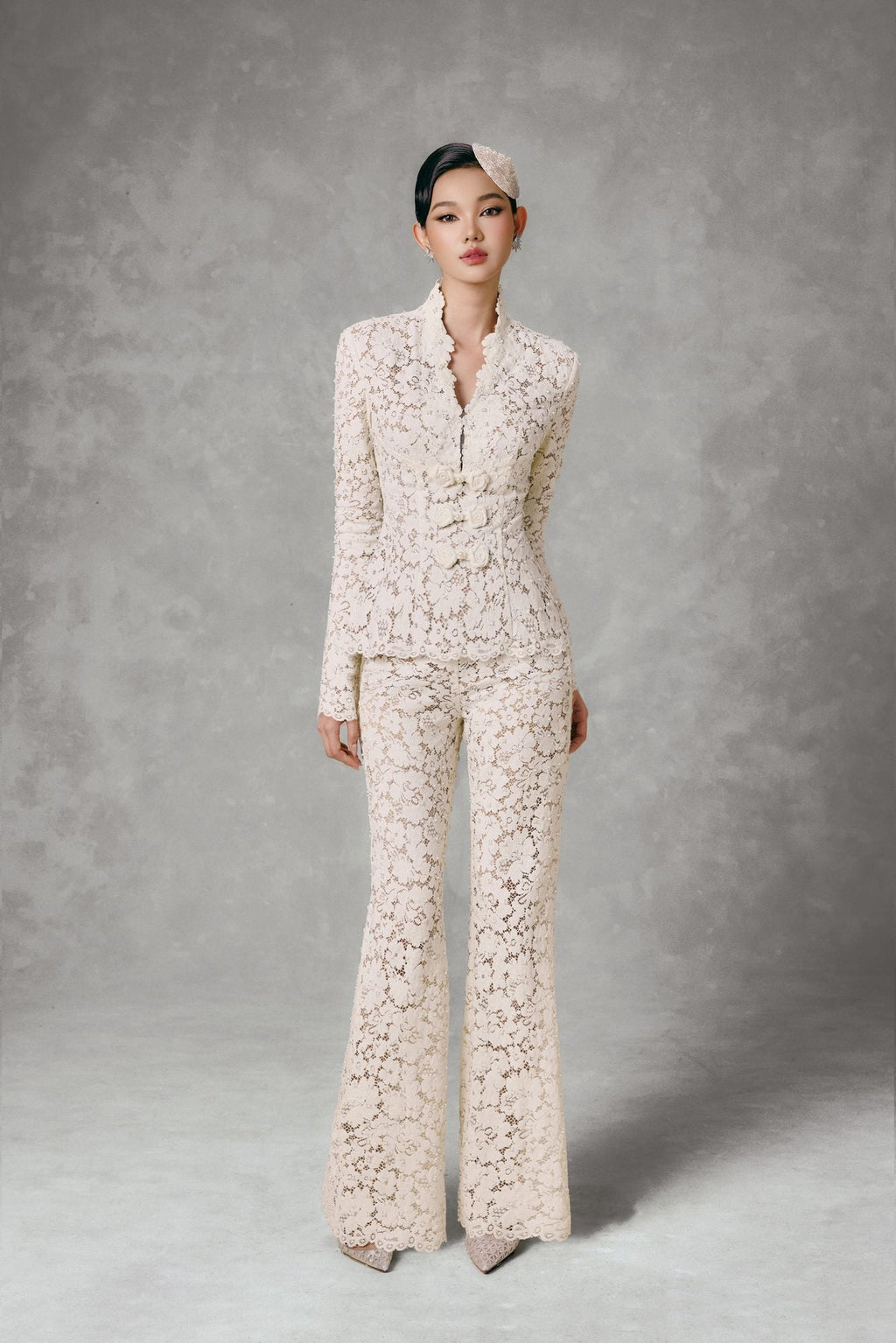 Pearly Lace Top & Pants Set