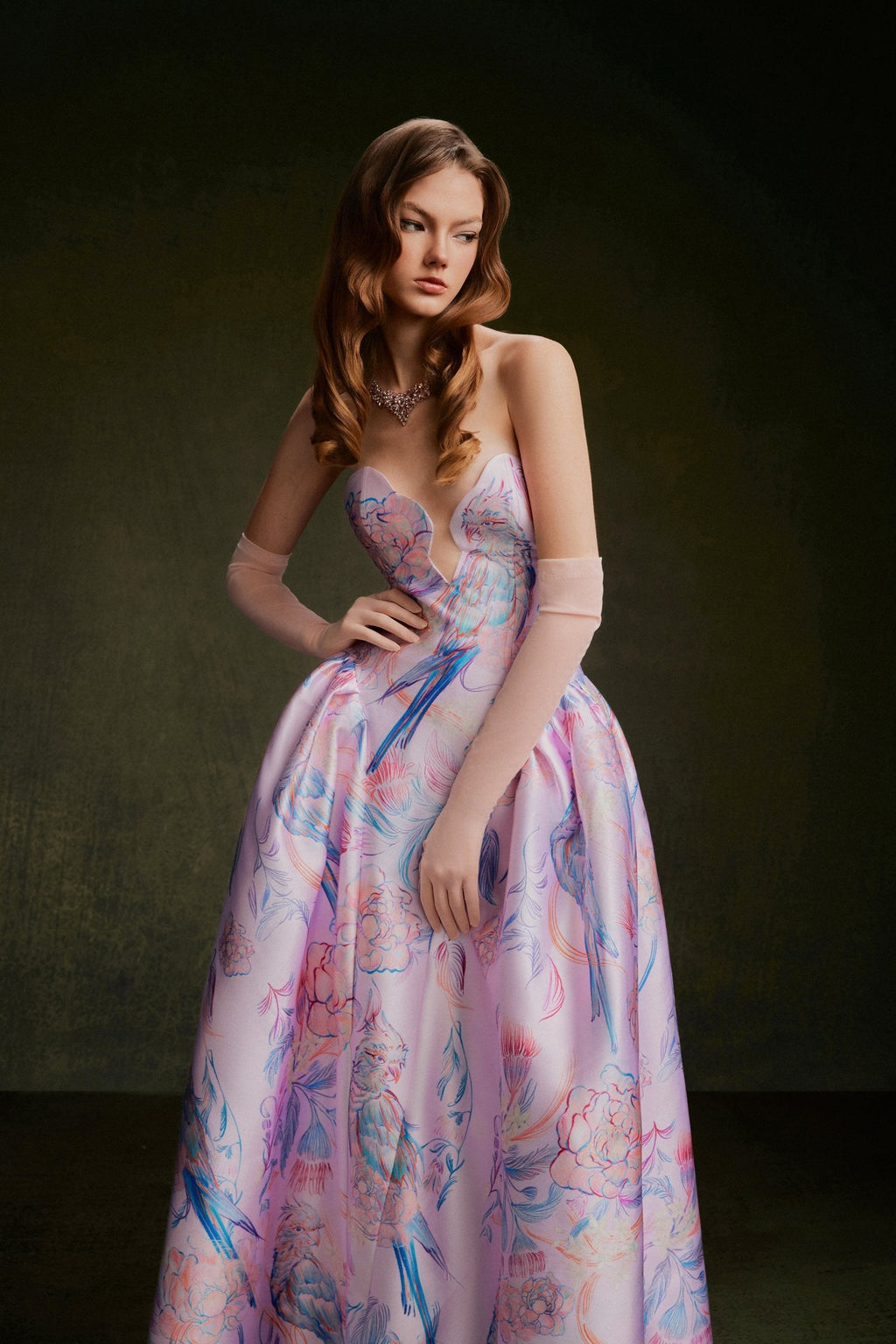 Vontier de Montier Songbird Embroidered Gown Cool Pink