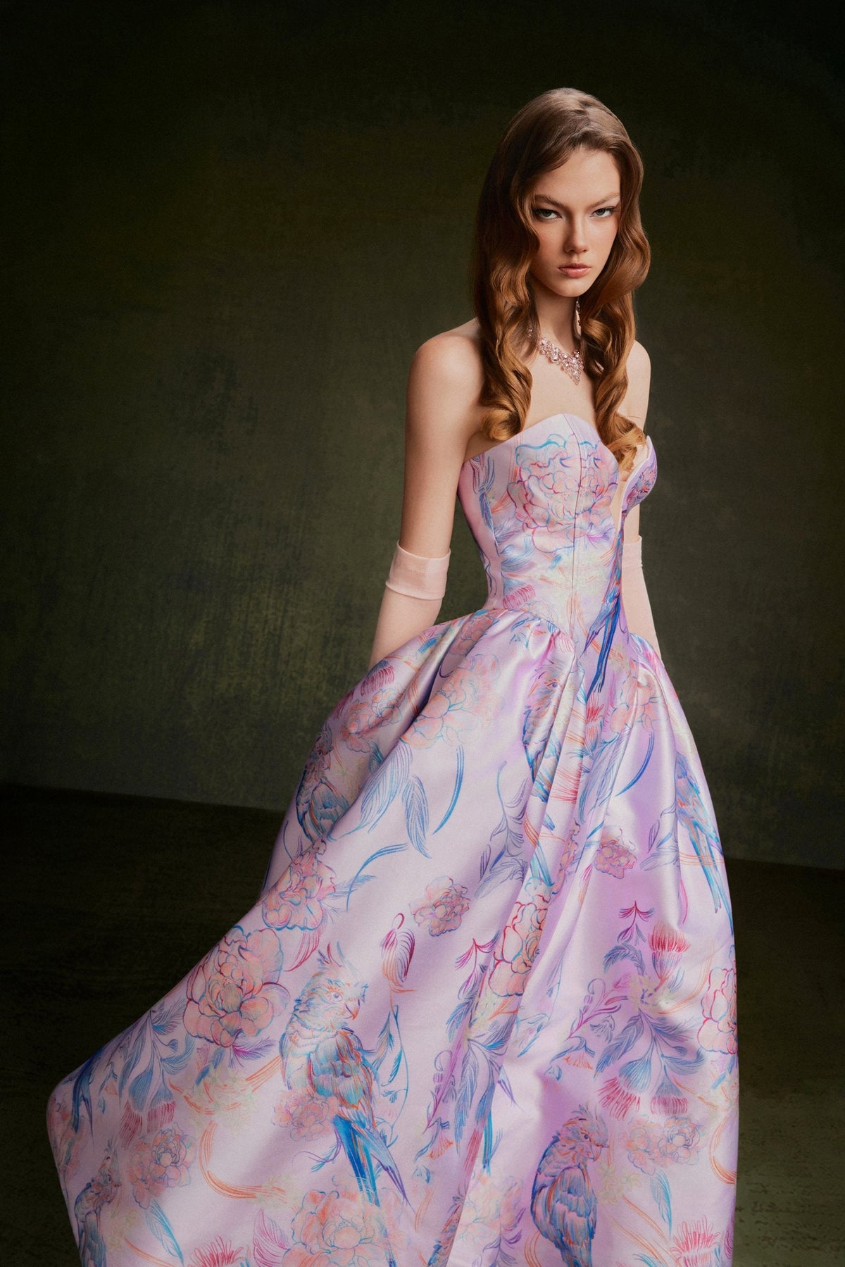 Vontier de Montier Songbird Embroidered Gown Cool Pink