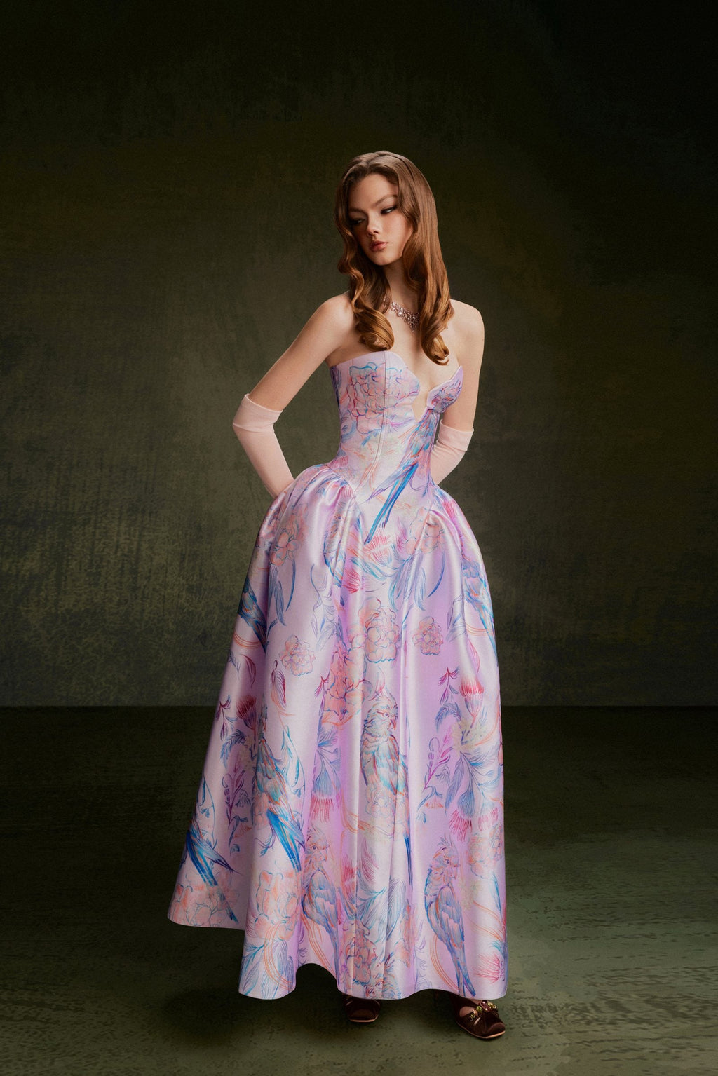 Vontier de Montier Songbird Embroidered Gown Cool Pink