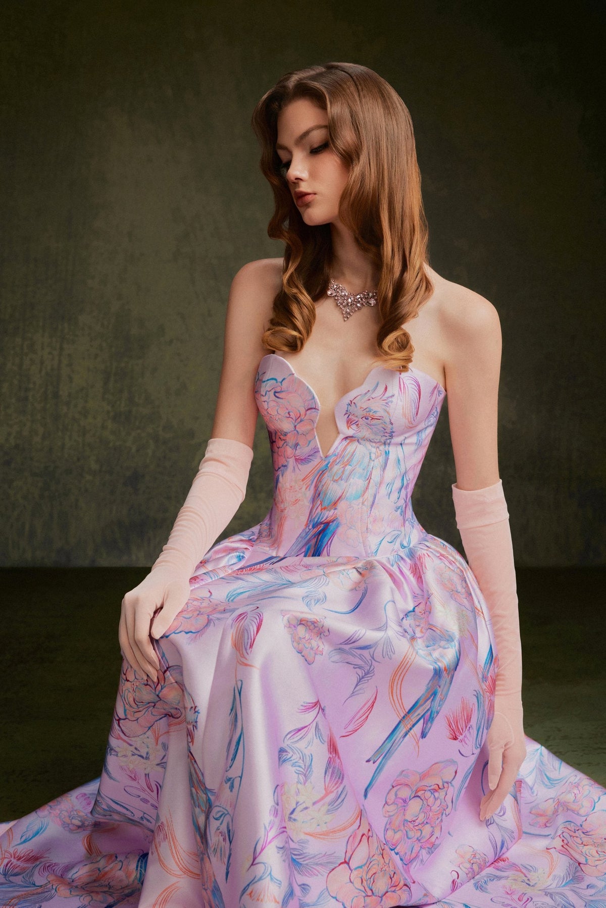 Vontier de Montier Songbird Embroidered Gown Cool Pink