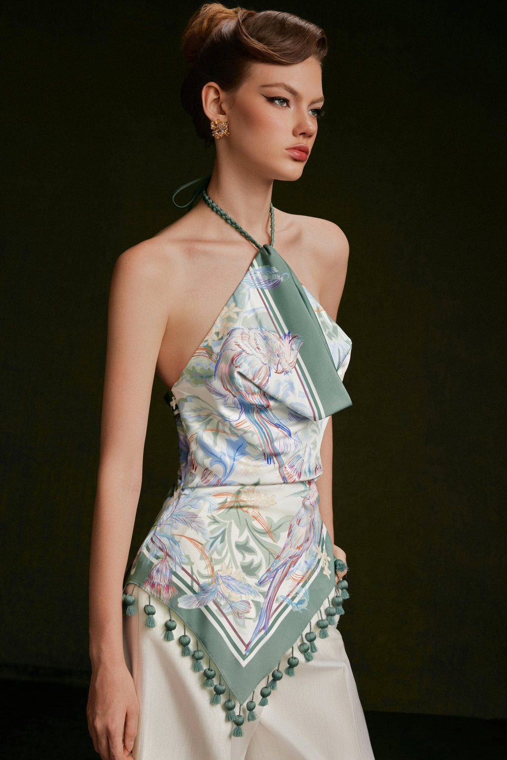 Vontier de Montier Iris Halter Top Green Parrot