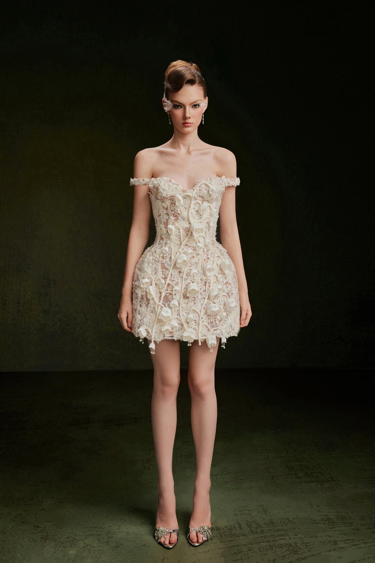 Vontier de Montier Bellflower Lace Dress Cream