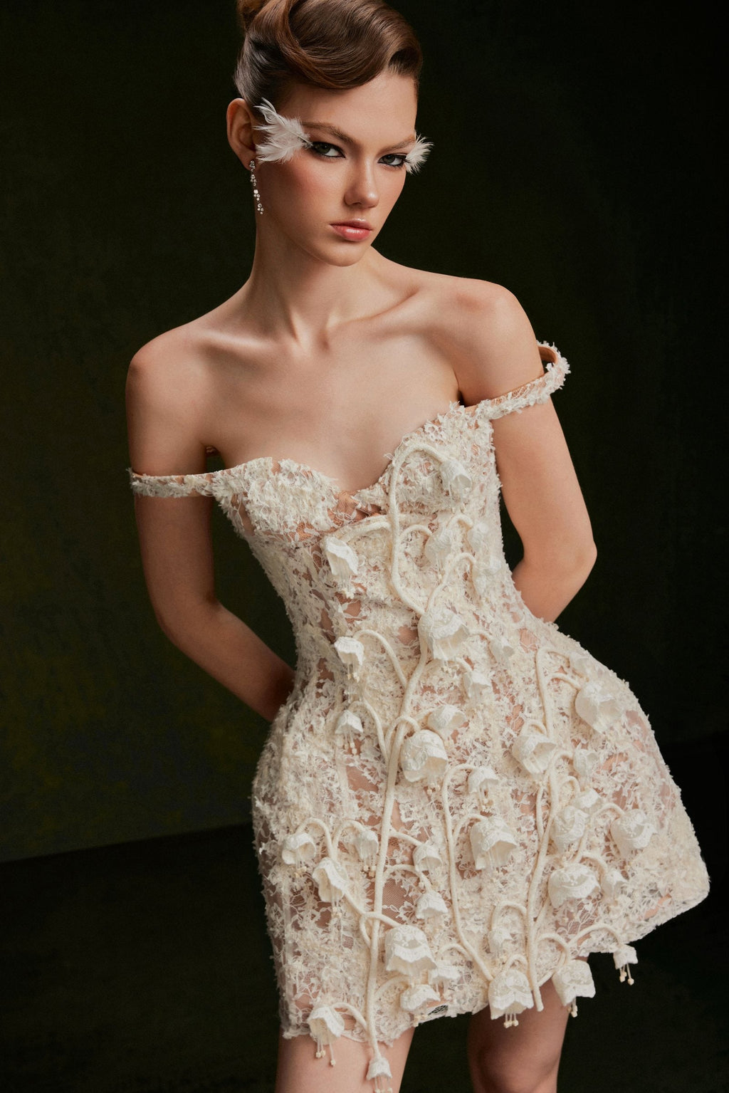Vontier de Montier Bellflower Lace Dress Cream