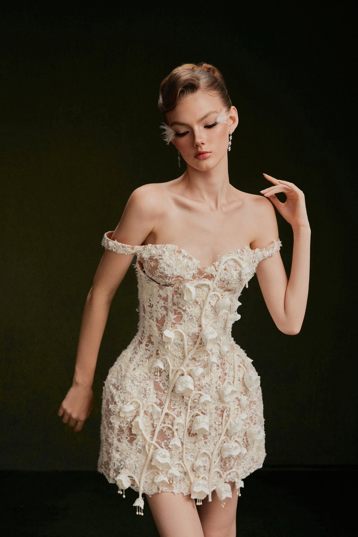 Vontier de Montier Bellflower Lace Dress Cream
