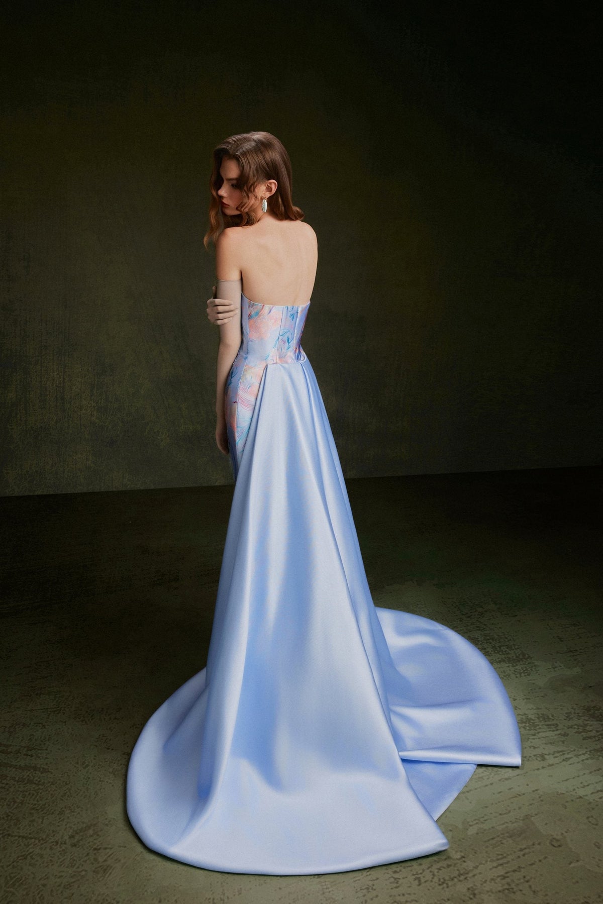 Vontier de Montier Songbird Winged Maxi Gown Ice Blue