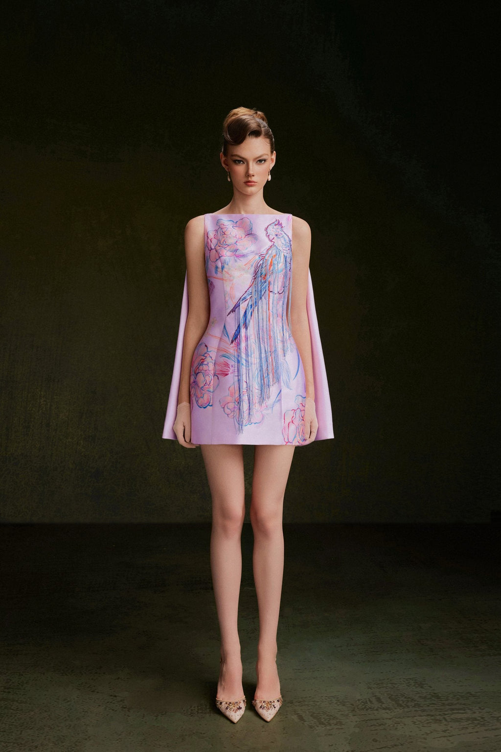 Vontier de Montier Songbird Winged Mini Gown Cool Pink