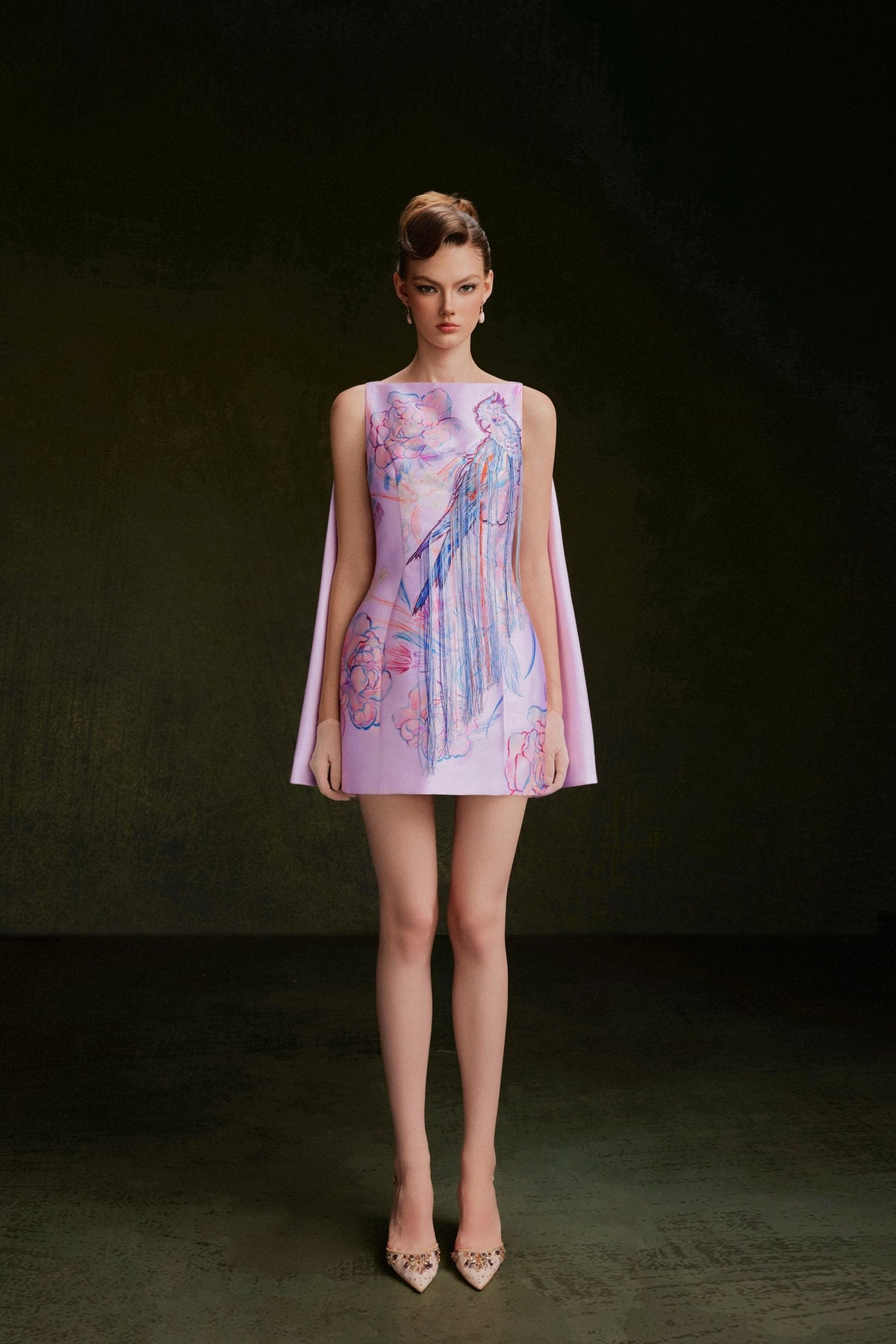 Vontier de Montier Songbird Winged Mini Gown Cool Pink