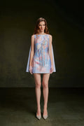 Vontier de Montier Songbird Winged Mini Gown Ice Blue