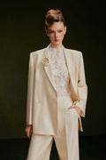 Vontier de Montier Tailored Textured Pants Cream Beige