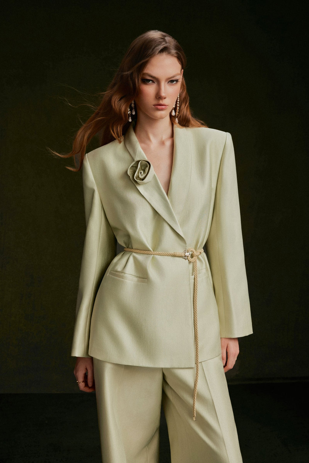 Vontier de Montier Tailored Textured Pants Pistachio