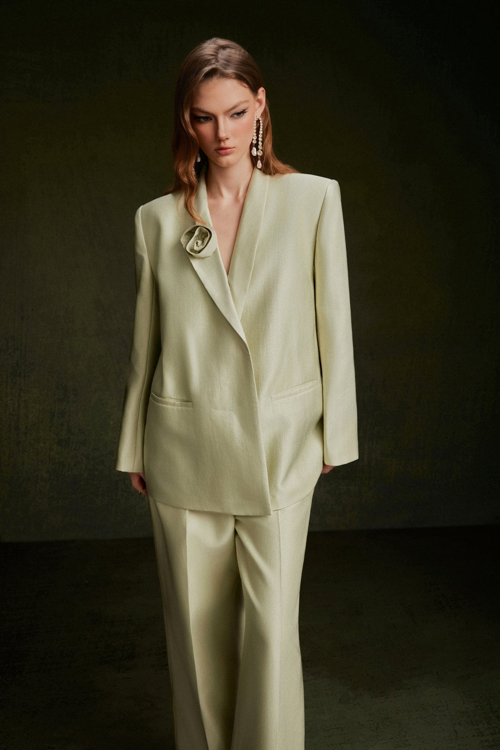 Vontier de Montier Tailored Textured Blazer Pistachio