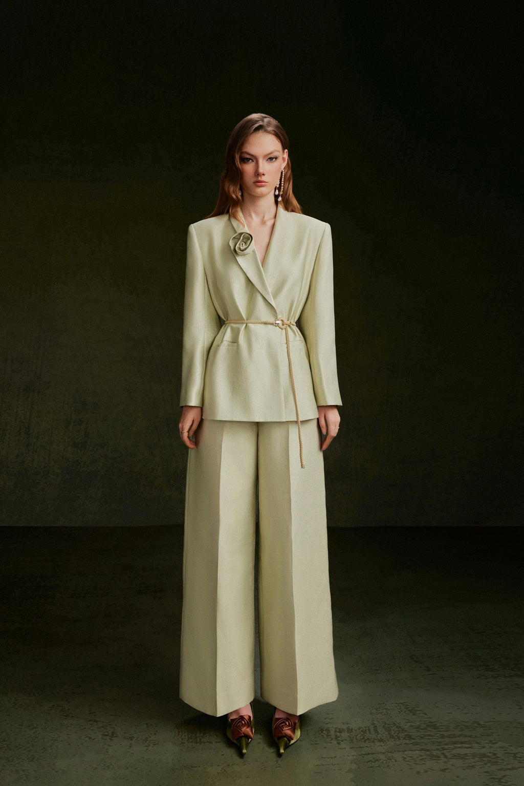 Vontier de Montier Tailored Textured Blazer Pistachio