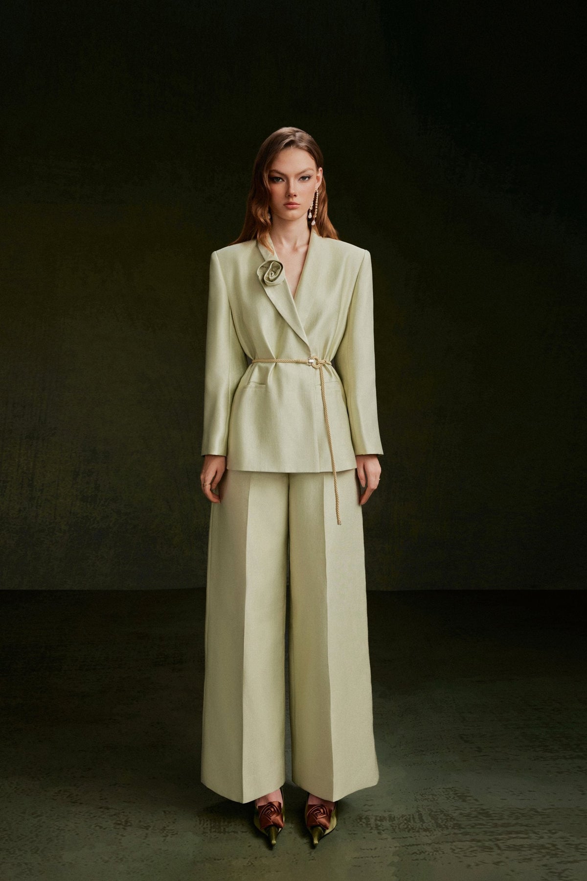 Vontier de Montier Tailored Textured Blazer Pistachio