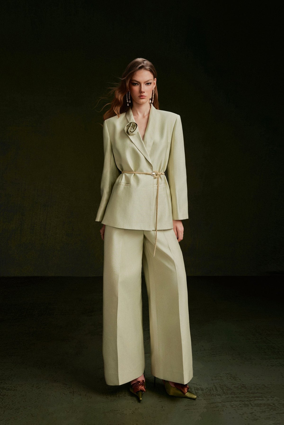 Vontier de Montier Tailored Textured Pants Pistachio