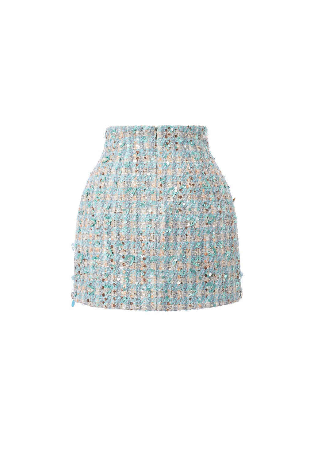 Floral Bejeweled Skirt Aqua