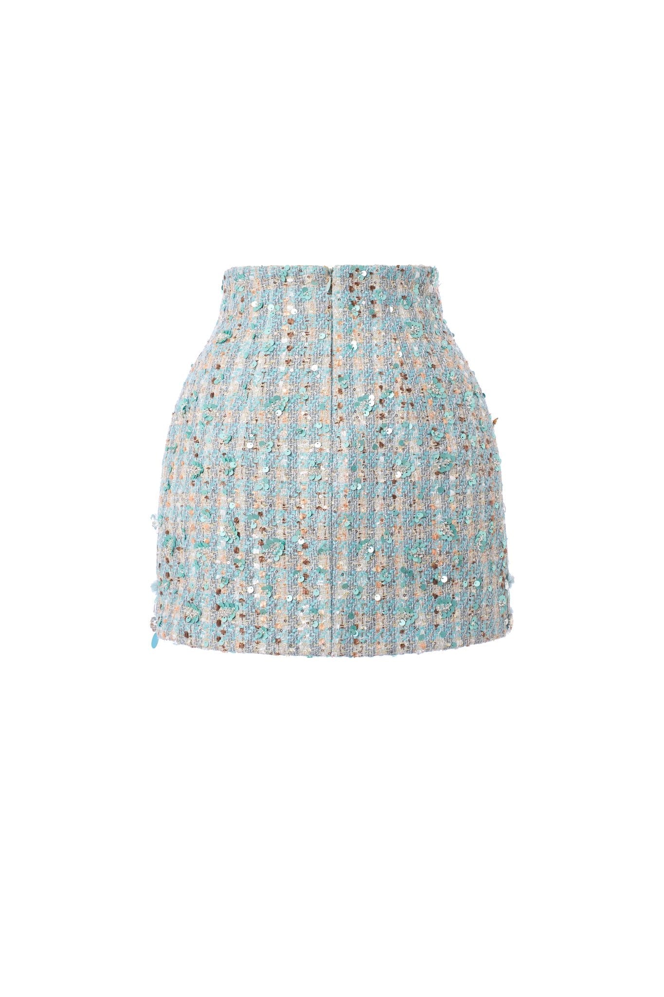Floral Bejeweled Skirt Aqua
