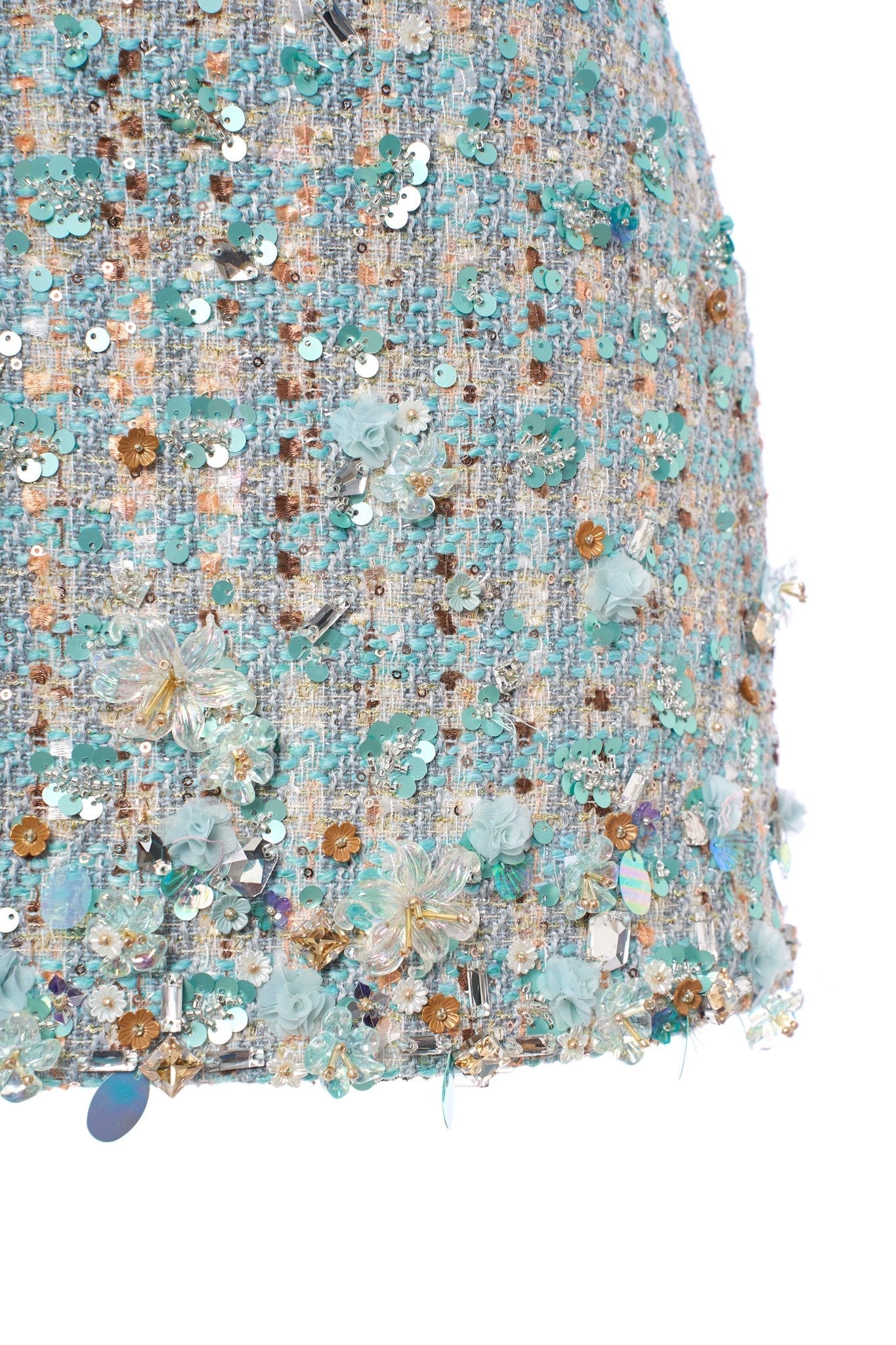 Floral Bejeweled Skirt Aqua
