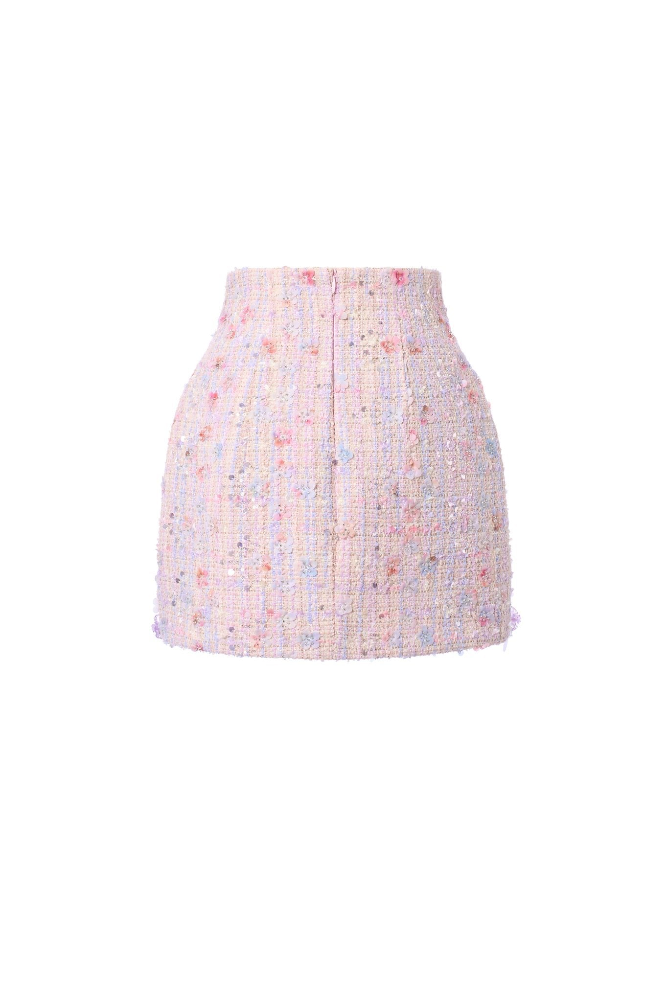 Floral Bejeweled Skirt Blush