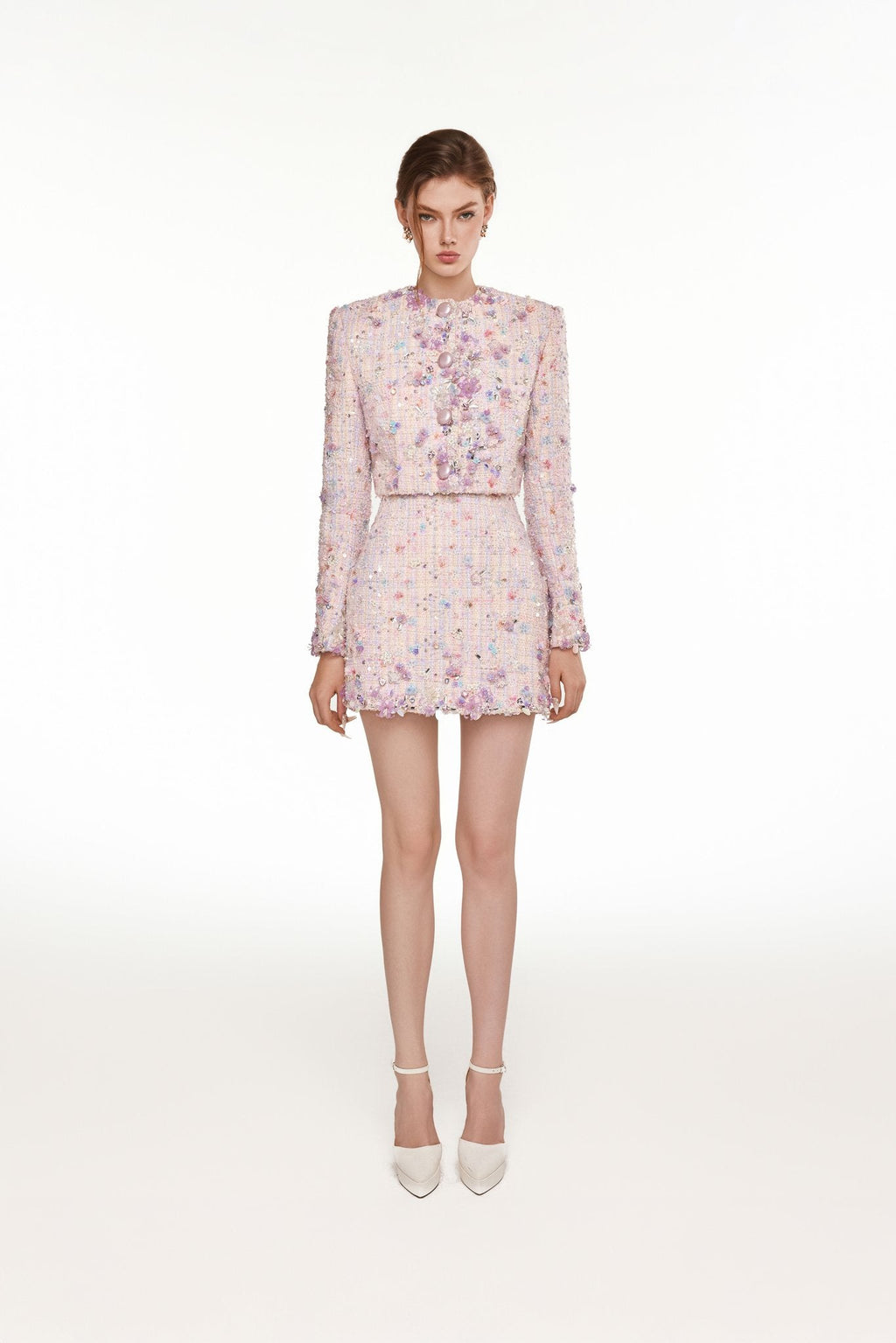Floral Bejeweled Skirt Blush