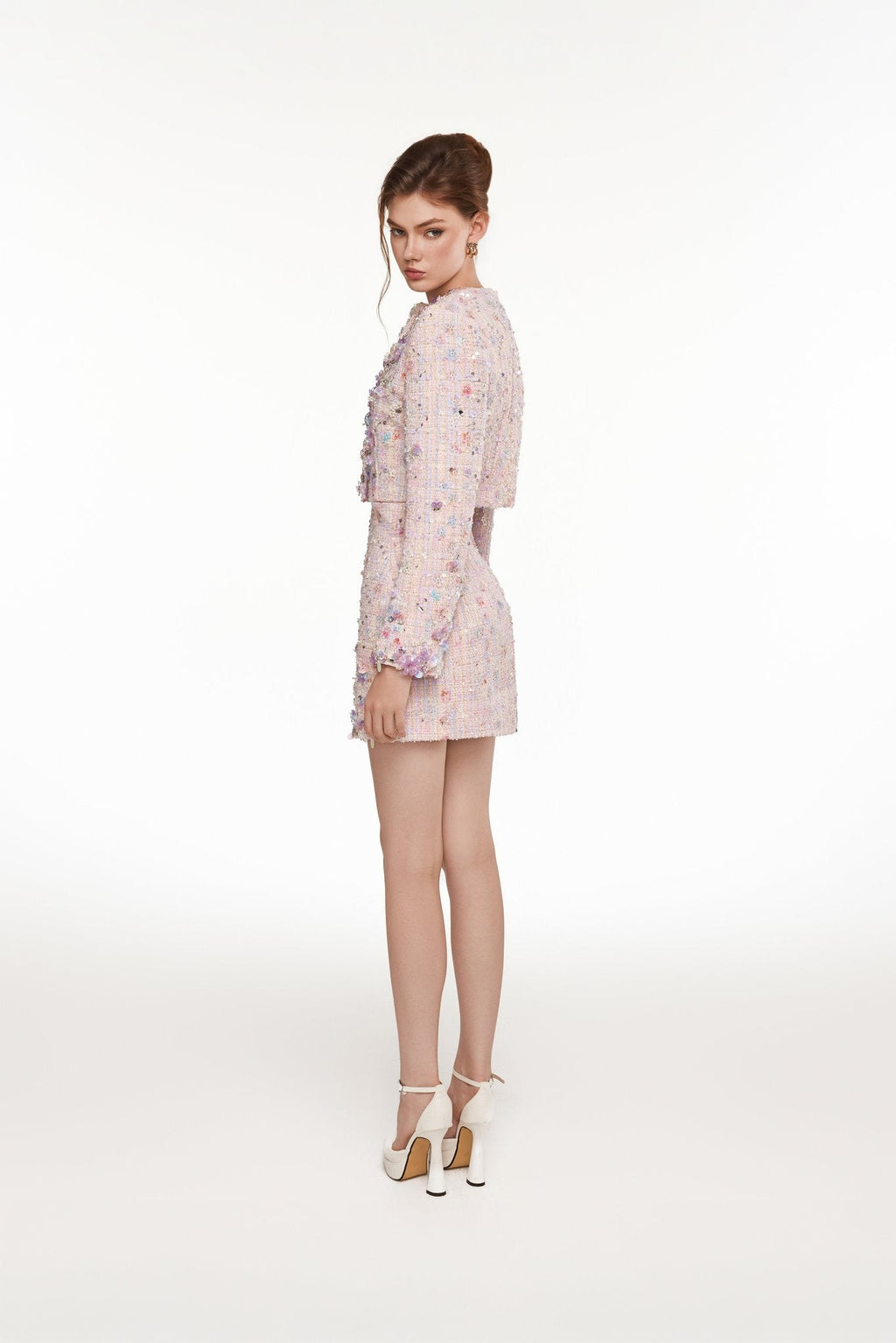 Floral Bejeweled Skirt Blush