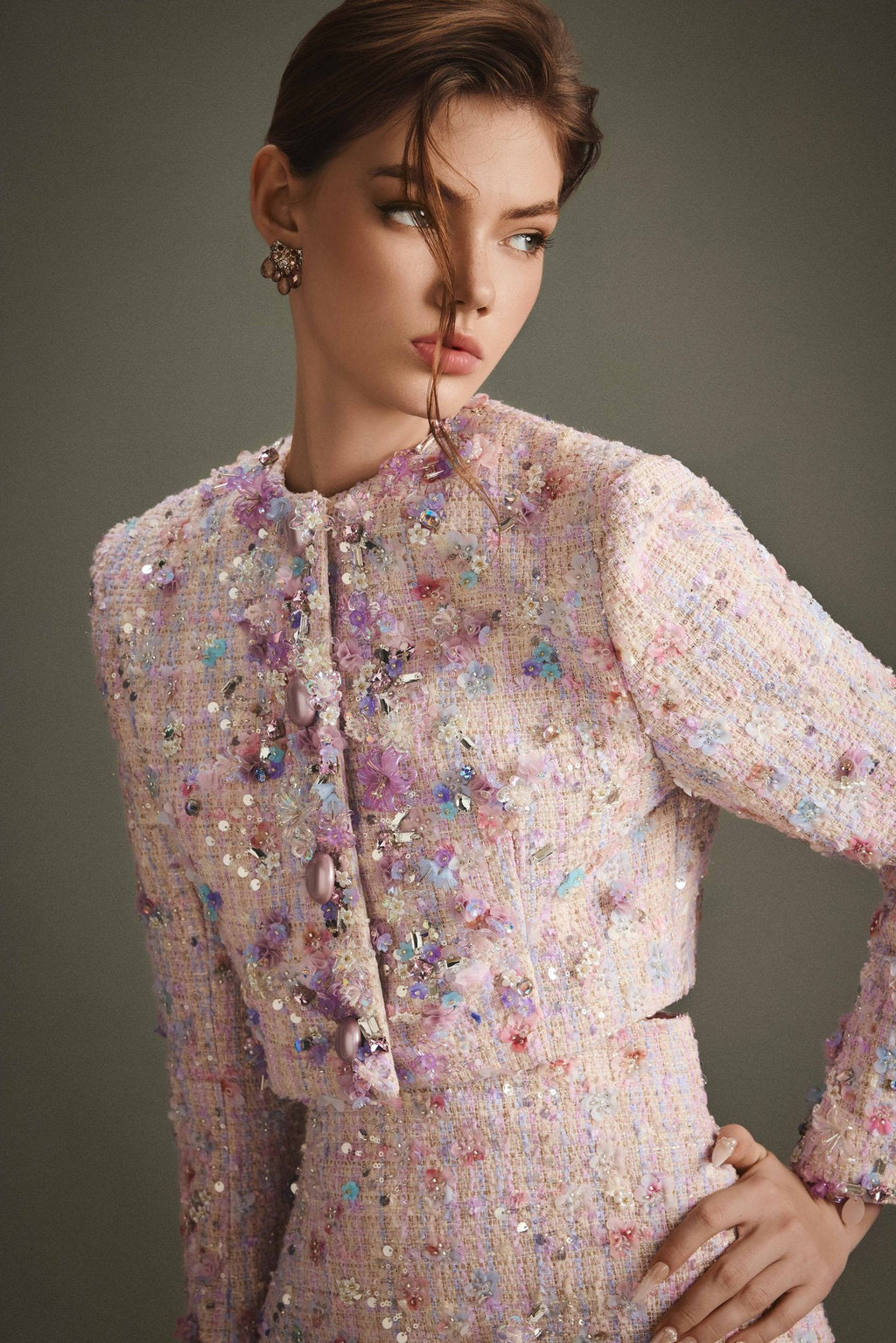 Floral Bejeweled Set Blush